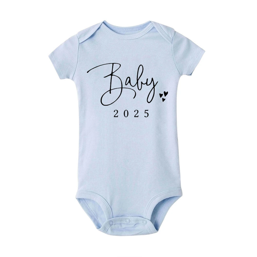 Baby Announcement Coming Soon 2025 Newborn Baby Romper Summer Boys Girls Bodysuit Body Pregnancy Reveal Clothes Toddler Jumpsuit 3