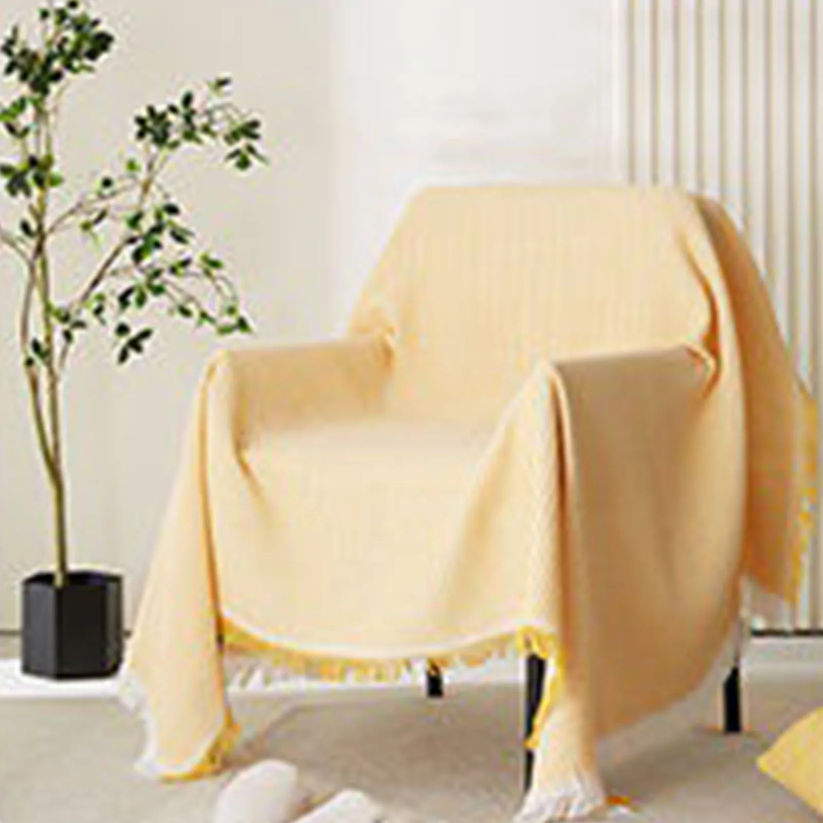 White Yellow Couch Cover Soft Anti Slip Comfortable Dustproof Protective Stylish Sofa Covers For Living Room