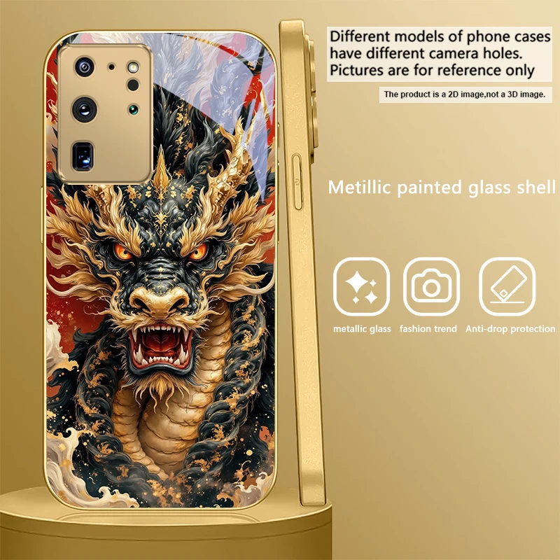 Majestic Golden Eastern Dragon Glass Phone Case