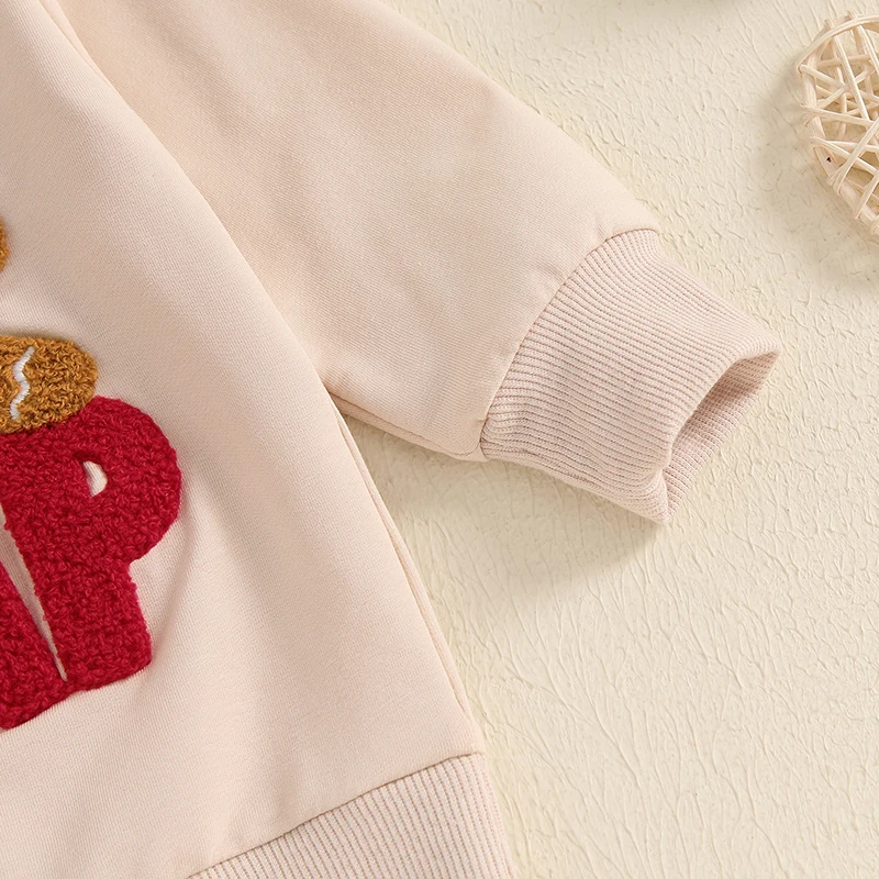 ma&baby 0-3Y Christmas Newborn Infant Toddler Baby Girl Boy Clothes Long Sleeve Gingerbread Man Embroidery Pullover Tops Costume