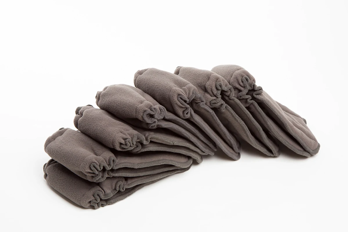 5pcs Baby Washable Diaper 5 Layers Charcoal bamboo insert with double gussets