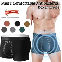 Boxer pour homme sans traces, taille mi-haute, technologie anionique, sous-vêtements confortables, respirants, design massant, sous-vêtements noirs pour homme 2