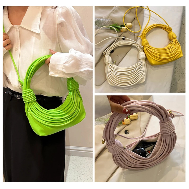 Women's Bags Texture Dinner Wallet Clutch Bag Wire Harness Knotting Single Shoulder Crossbody Bag Designer Purses and Handbags