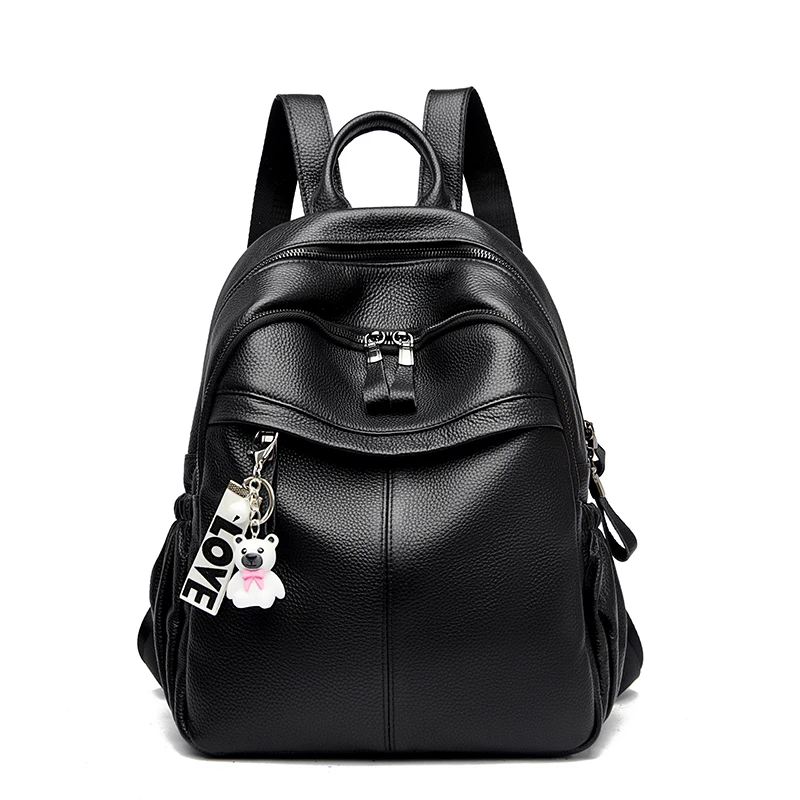 Mochila de cuero genuino de lujo para mujer, bolso escolar de cuero de vaca suave de diseñador de moda para mujer, bolsos de viaje de gran capacidad, mochila