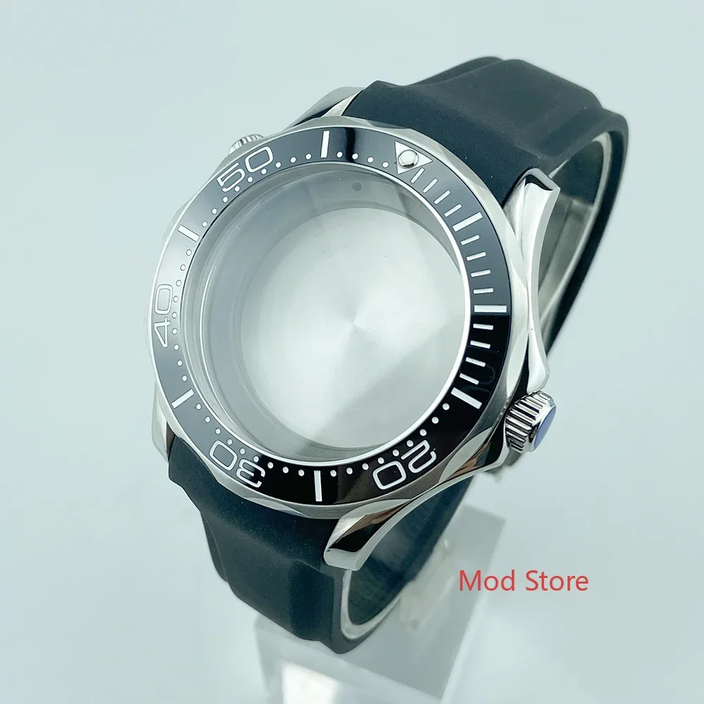 

HOT 200M WR Sea-Master Diver300m Style Black White Writing Bezel Sapphire Crystal Watch Case Mods Fit ETA2836 MIYOTA Mov't