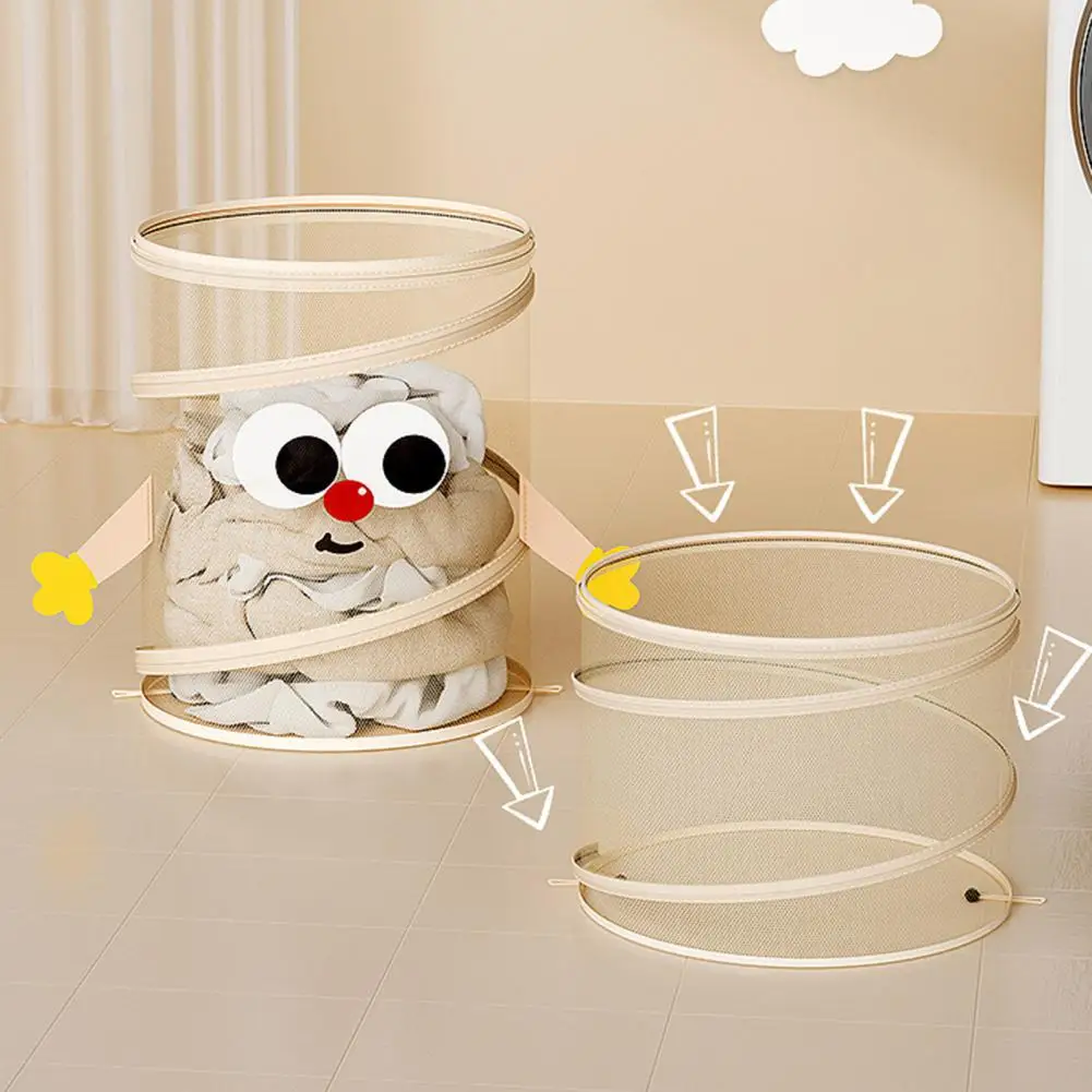 Collapsible Round Popup Laundry Hamper Laundry Basket Capacity Collapsible Hamper Lid Foldable Home