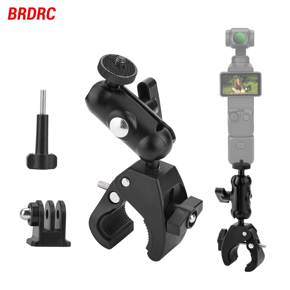 Support Guidon Velo pour GoPro, DJI, Insta360 - Rotule 360° Aluminium