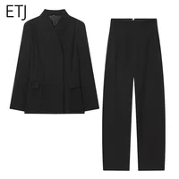 ETJ 2025 women's new fashion design three-dimensional cut high collar slim suit jacket & matching casual trousers - Image 2