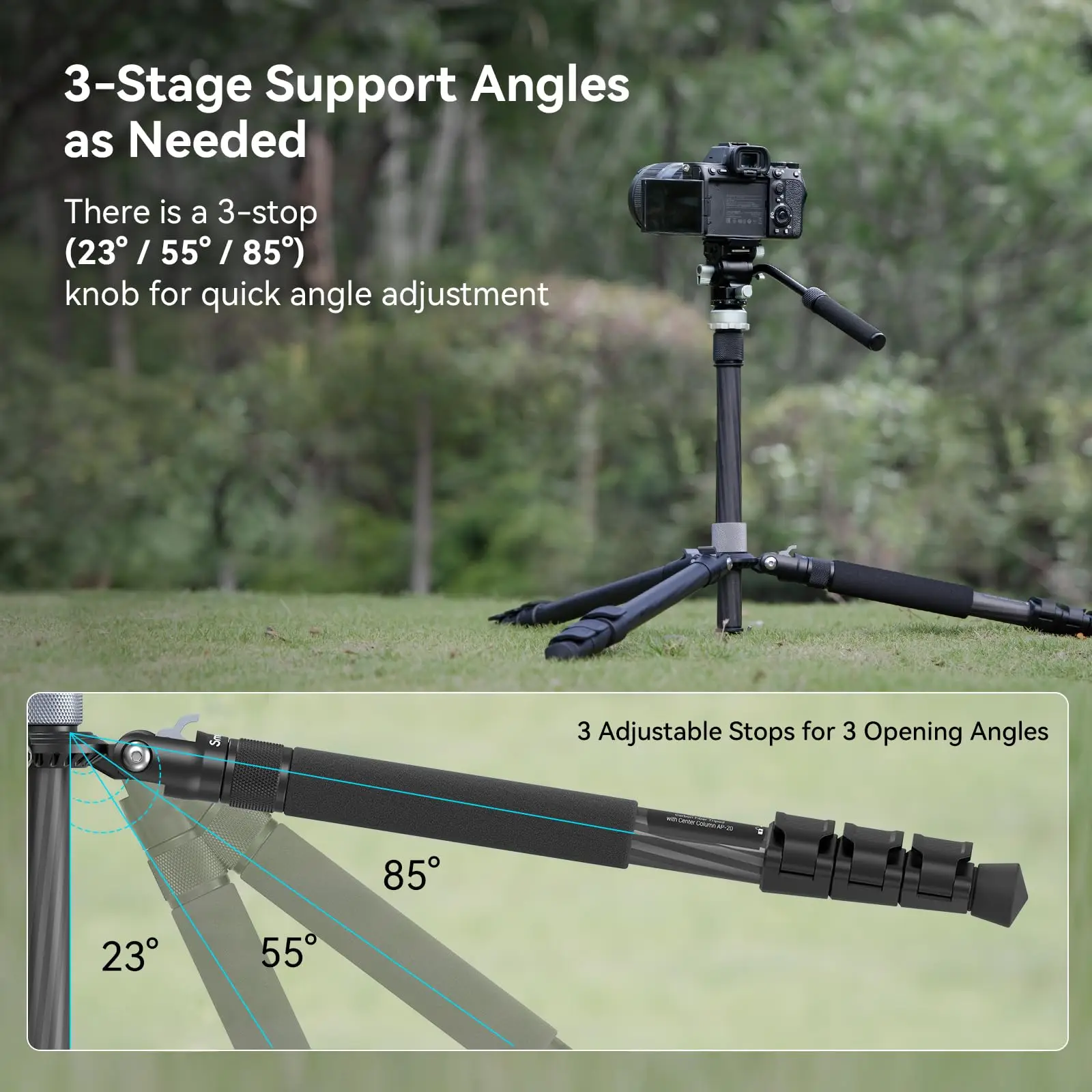 Travel Video Tripod Kit Lightweight Tripods with 360° Video Head for Arca-Swiss