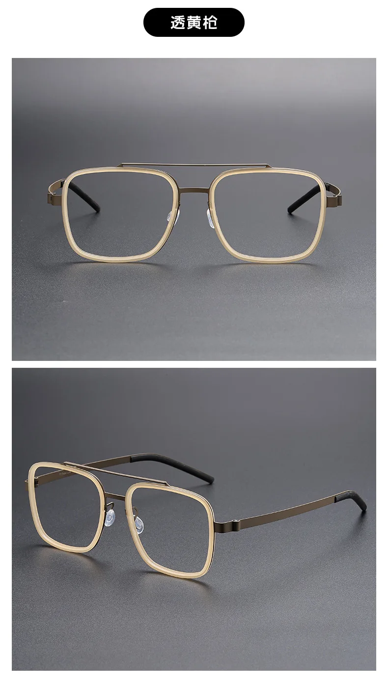 KLAR Vintage Double Bridge Acetat Titan Brillen für Herren Rahmen Myopie Brillen Bequemer ultraleichter Rahmen – Detail 13