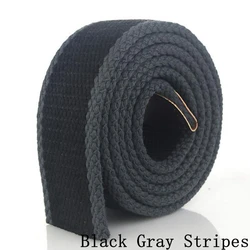 Men's Canvas Country Western - Style Belt, 3.8cm Wide, 4mm Thick - Jeans & Fashion Accessory (Buckle Not Included) - 100cm (Black Gray Stripes)