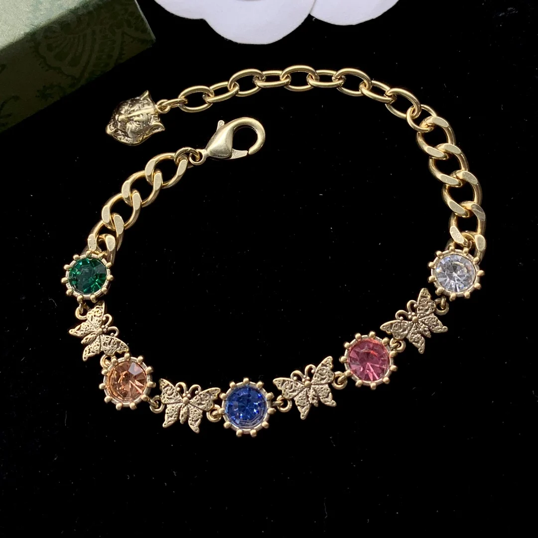

Twisted piece chain butterfly color retro Lo Fu Tau fashion bracelet
