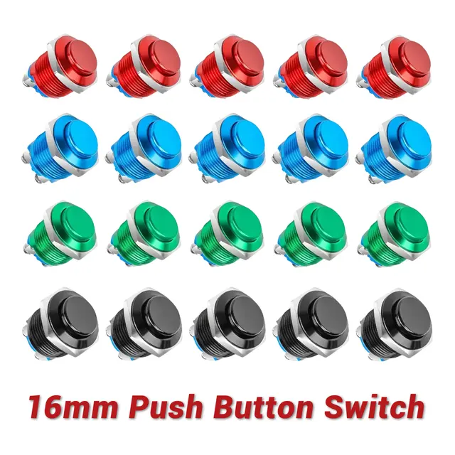 16mm Momentary High Cover Waterproof Metal Push Button Switches Car Power Switch with ScrewTermina