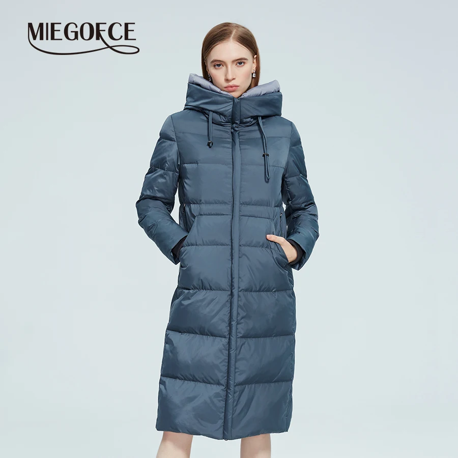 MIEGOFCE2022NewWinterLongJacketWomenHoodedWarmWindproofCoat