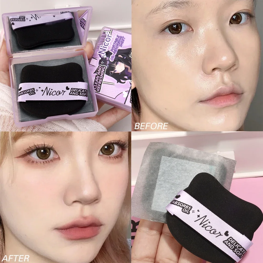 Face Oil Blotting Paper with Makeup Puff 100pcs Matting Face Wipes Oil Control Sheets Oil-absorbing Cleaning Makeup Tools