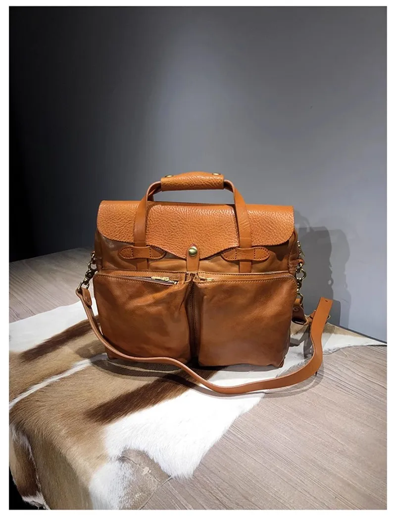 PNDME Organizer Designer Echtes Leder Damen Aktentasche Geschäftsreise Luxus Weiche Echtes Rindsleder Handtasche Arbeit Umhängetasche – Detail 2