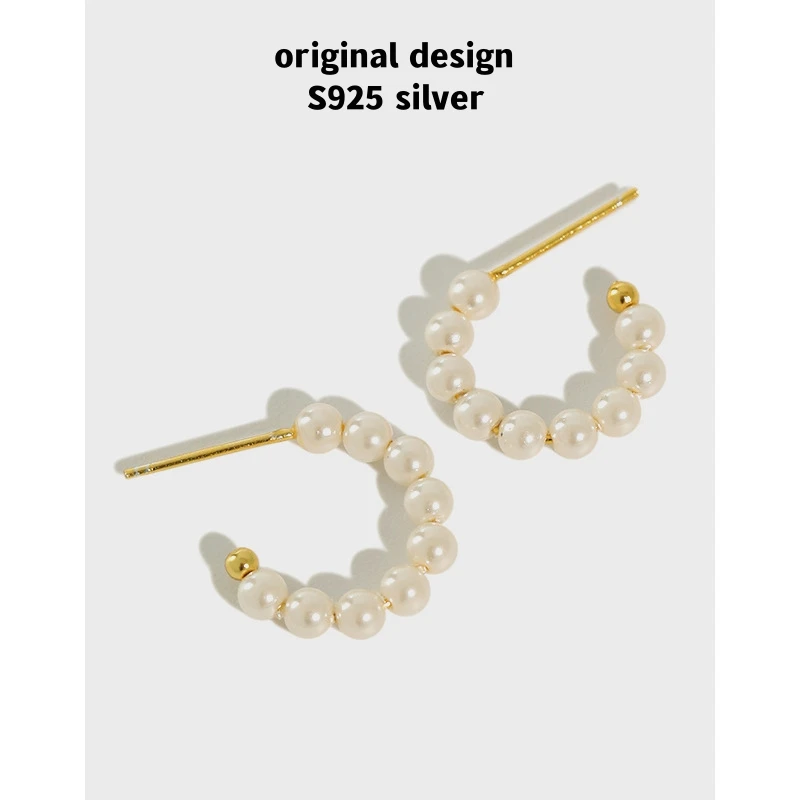 

Original S925 Sterling Silver White Pearl Shell Earrings Women's Elegant Luxury Fashion Versatile Jewelry