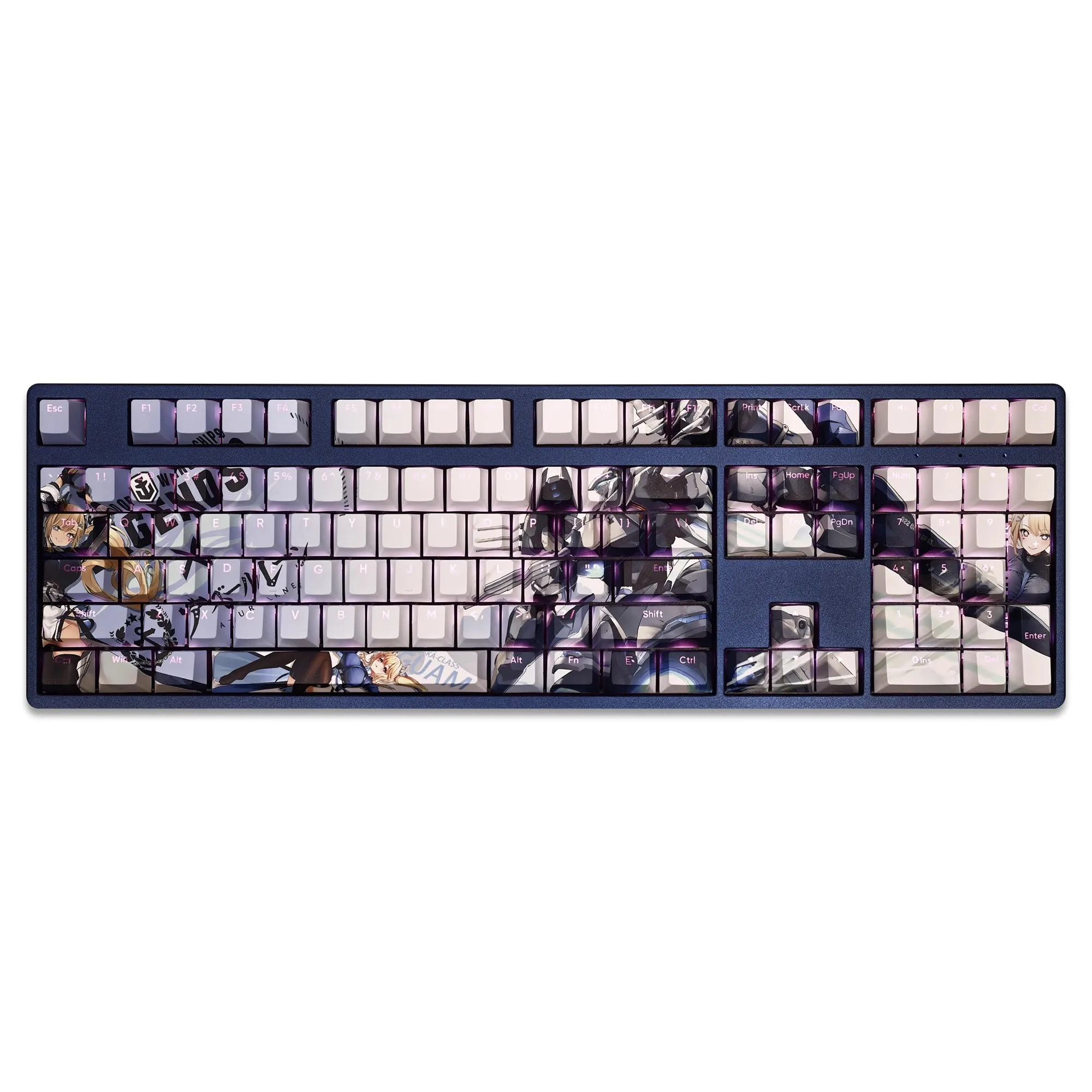 Caps de Teclado Azur Lane Anime Gaming ur Guam Keycap Pbt Dye Subbed Keycaps Retroiluminados do Jogo para Ansi 61 87 104 108 Layout Conjunto de 108 Teclas - Imagem 5