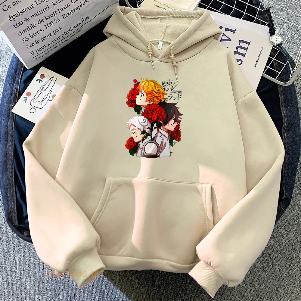 

The Promised Neverland Hoodies Unisex Harajuku Autumn/Winter Long Sleeve Sweatshirt Fleece Slight Strech Regulai Fit WOMEN Full