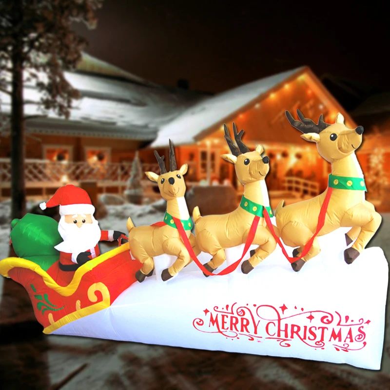 LED Air Inflatable Santa Claus Snowman Elk Outdoor Garden Airblown New Year Christmas Decoration Gift For Kids Children Toy