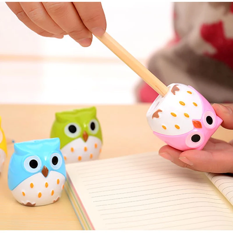 

2pcs Pencil Sharpener Student Creative Cute Owl Double Hole Pencil Sharpener