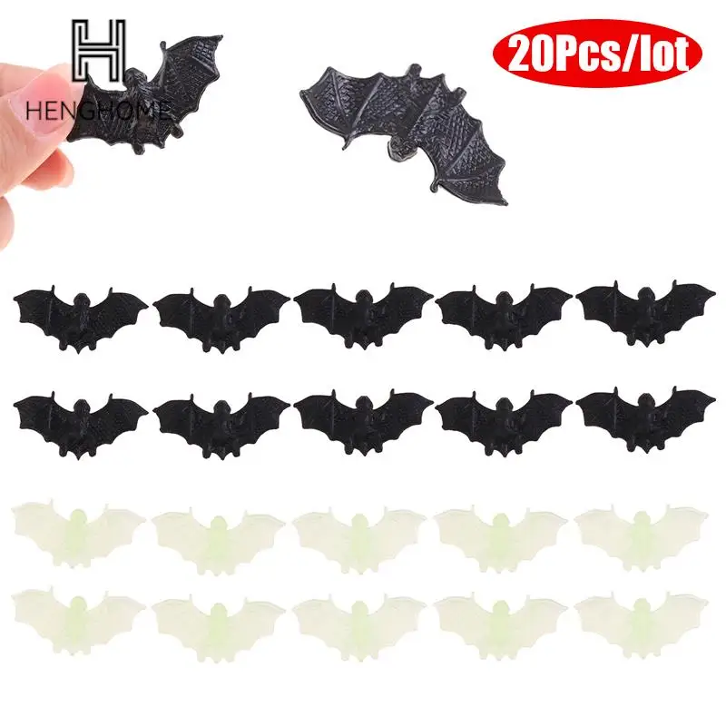 

20PCS Realistic Plastic Bat Simulation Luminous Bat Insect Tricky Prop Prank Toy Scary Novelty Funny Halloween Party Supplies