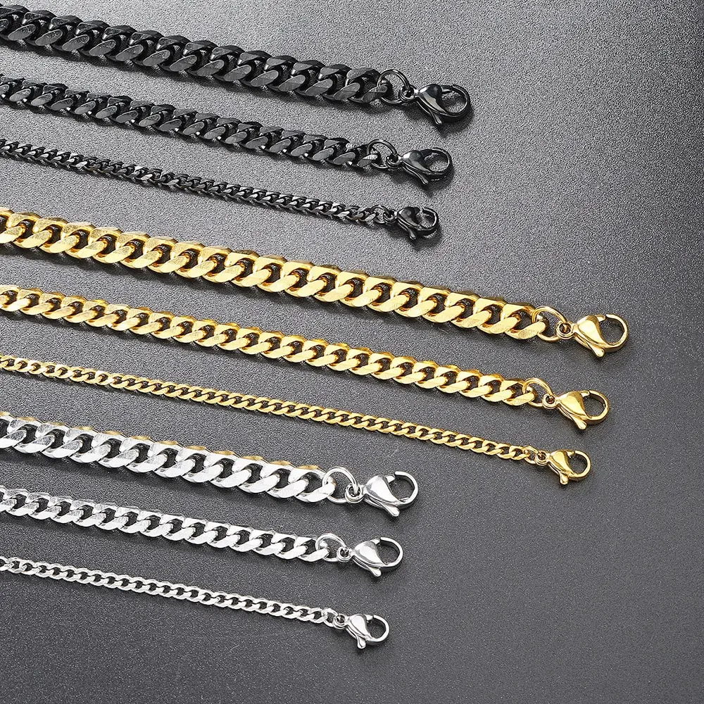 GoPaw Bracciale A Catena A Maglia Cubana Da 2 Pezzi In Argento, Catene