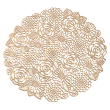  Round Placemats Restaurant Hollow PVC Decoration Meal Mat Anti-hot Dining Table Line Steak Plate Pad Heat Resistant Non-Slip 