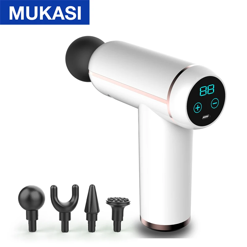 MUKASI LCD Display Massage Gun Portable Percussion Pistol Massager For Body Neck Deep Tissue Muscle Relaxation Gout Pain Relief 12
