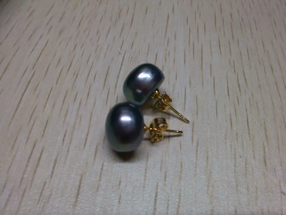 Charming AAA 12-13mm Tahaitian Black Pearl Earrings 14k women's jewelryfine jewelryJewelry Making