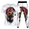 Tupac 2pac Hip Hop Music Rock Singer Kiss Band 3D Printing Tracksuit T-Shirt Pants 2Pcs Set Clothing Summer Male Oversized S-6XL 1