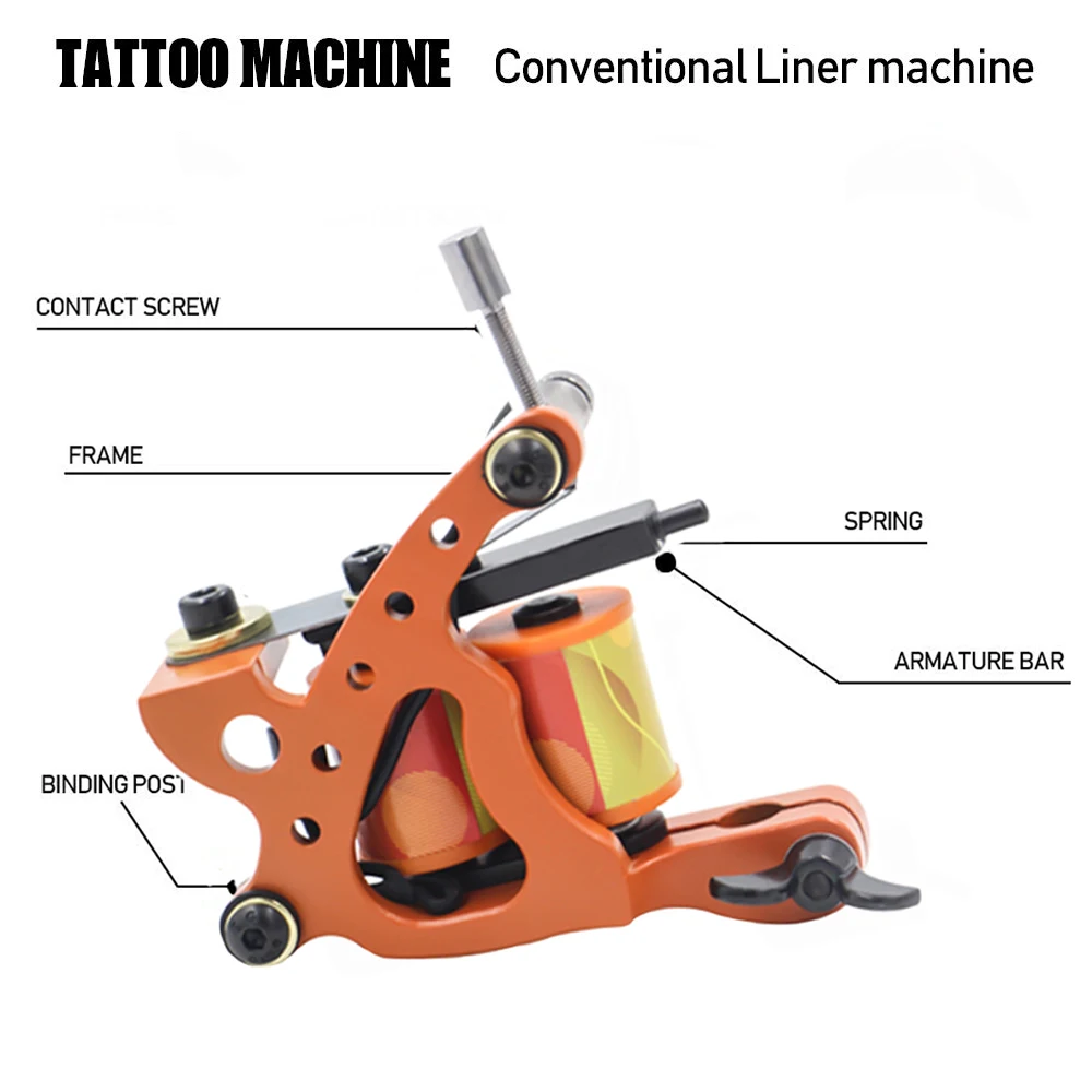 Complete Coil Tattoo Machine Kit Professional 10 Wraps Coil Tattoo Gun Set With Power Supply Ink Pigment Set for Beginner