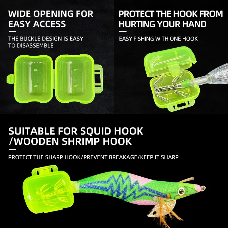 Squid jig hook protector 50pcs cover shrimp umbrella case wood shrimp hook covers