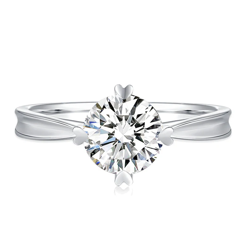 

Гальваническое кольцо с муассанитом 18K, простой четырехкоготный D-образный цвет