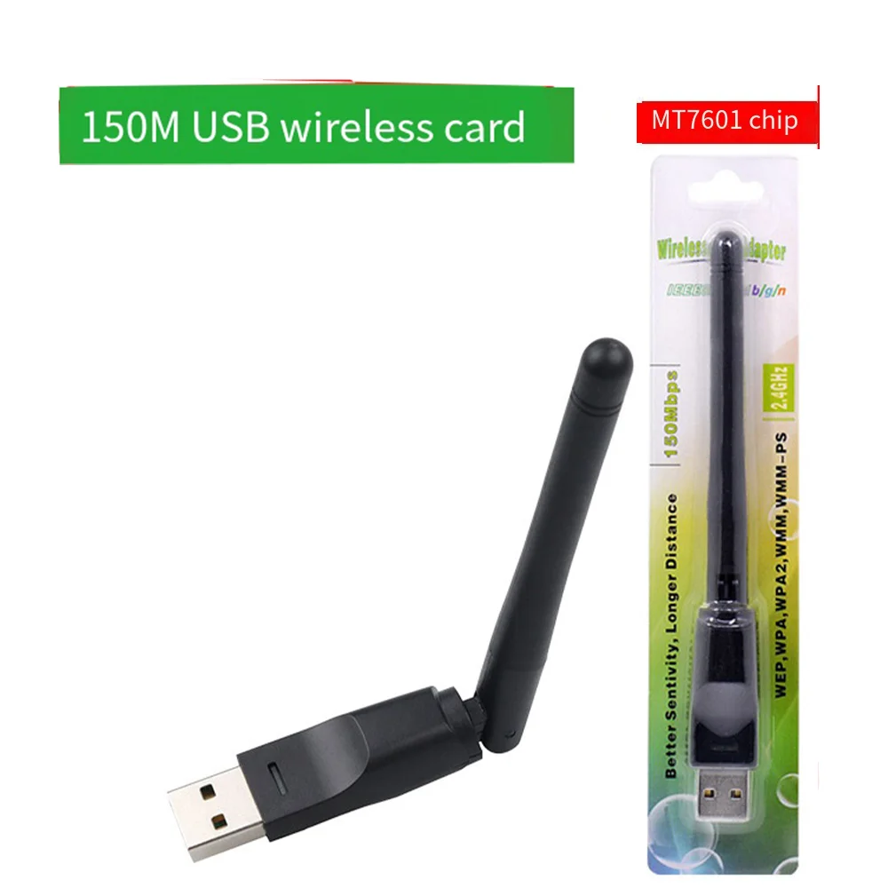 Wireless Network Card USB WiFi Adapter LAN Wi-Fi Receiver Dongle Antenna 150Mbps 802.11 b/g/n for PC Windows
