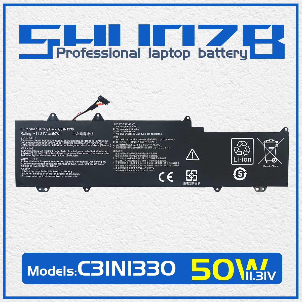 

SHUOZB 11.31V 50Wh C31N1330 Laptop Battery For ASUS ZenBook UX32L UX32LA UX32LN UX32LN-R4053H Series 0B200-00070200 New