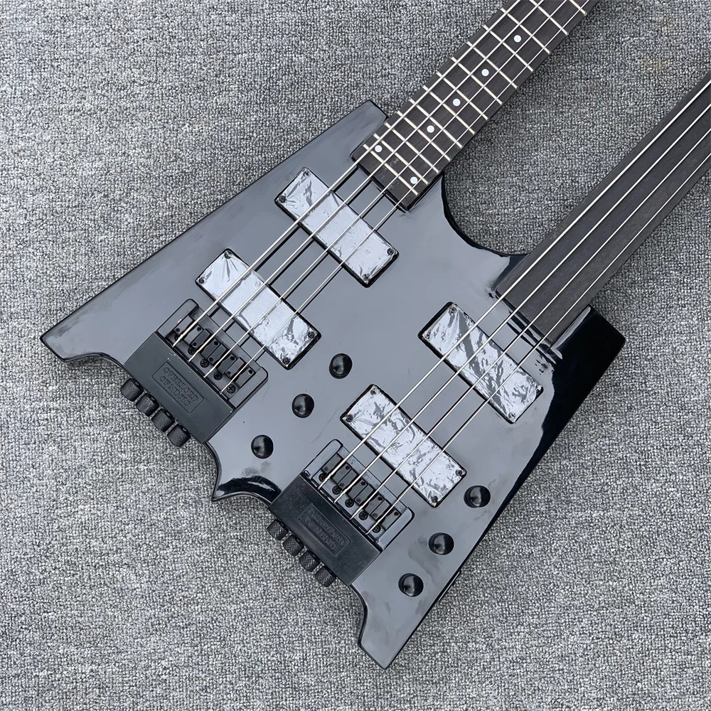 

Special electric bass double neck transparent black can be customized