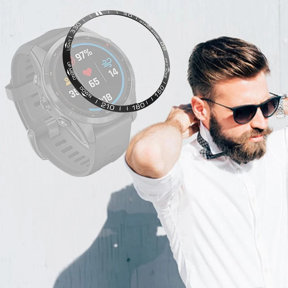 Stainless Steel Engraved Bezel Ring with Scratch Resistant Case