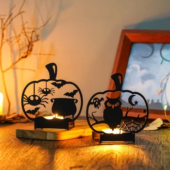 Halloween Candle Holder Wrought Iron Home Atmosphere Decoration Candle Stand Candle Lamp Home Creative Decoration 2