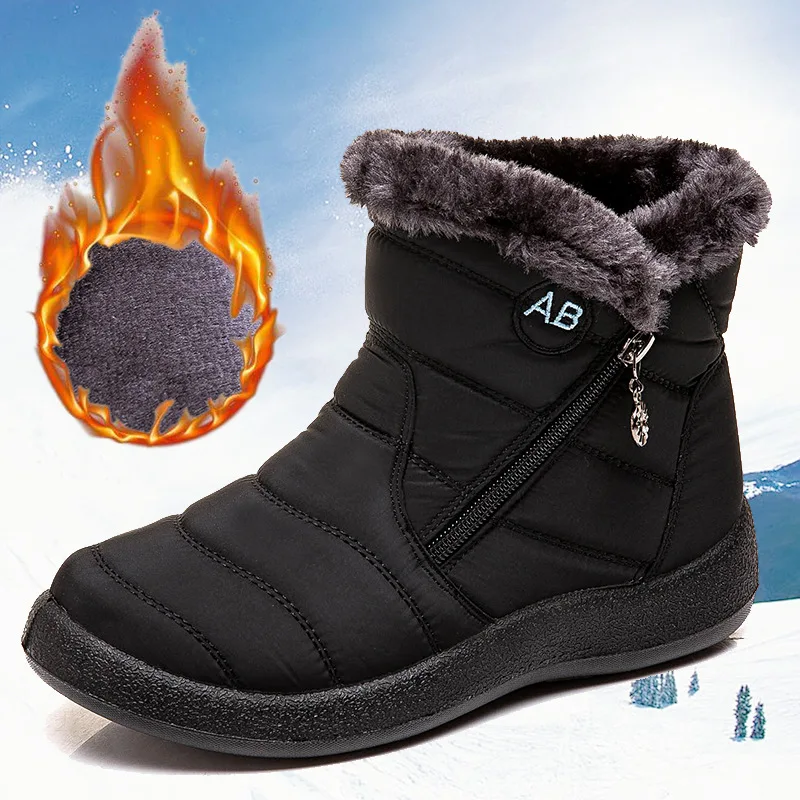 

New Lady Boots Outdoor Womens Cotton Boots 2023 Winter Waterproof Non-slip Wear-resistant Ladies Warm Shoes Zapatos Para Mujeres