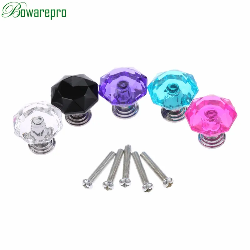 Furniture Knobs 24mm Diamond Crystal Cabinet Door Knob Drawer Cupboard Wardrobe Pull Handle Transparent Mini Knobs and Handles