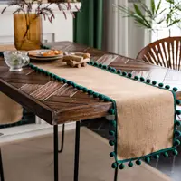 Table Runners Natural Burlap Cotton Boho Table Runner with Tassels for Restaurant Rustic Home Dining Wedding Party Table Decor 2