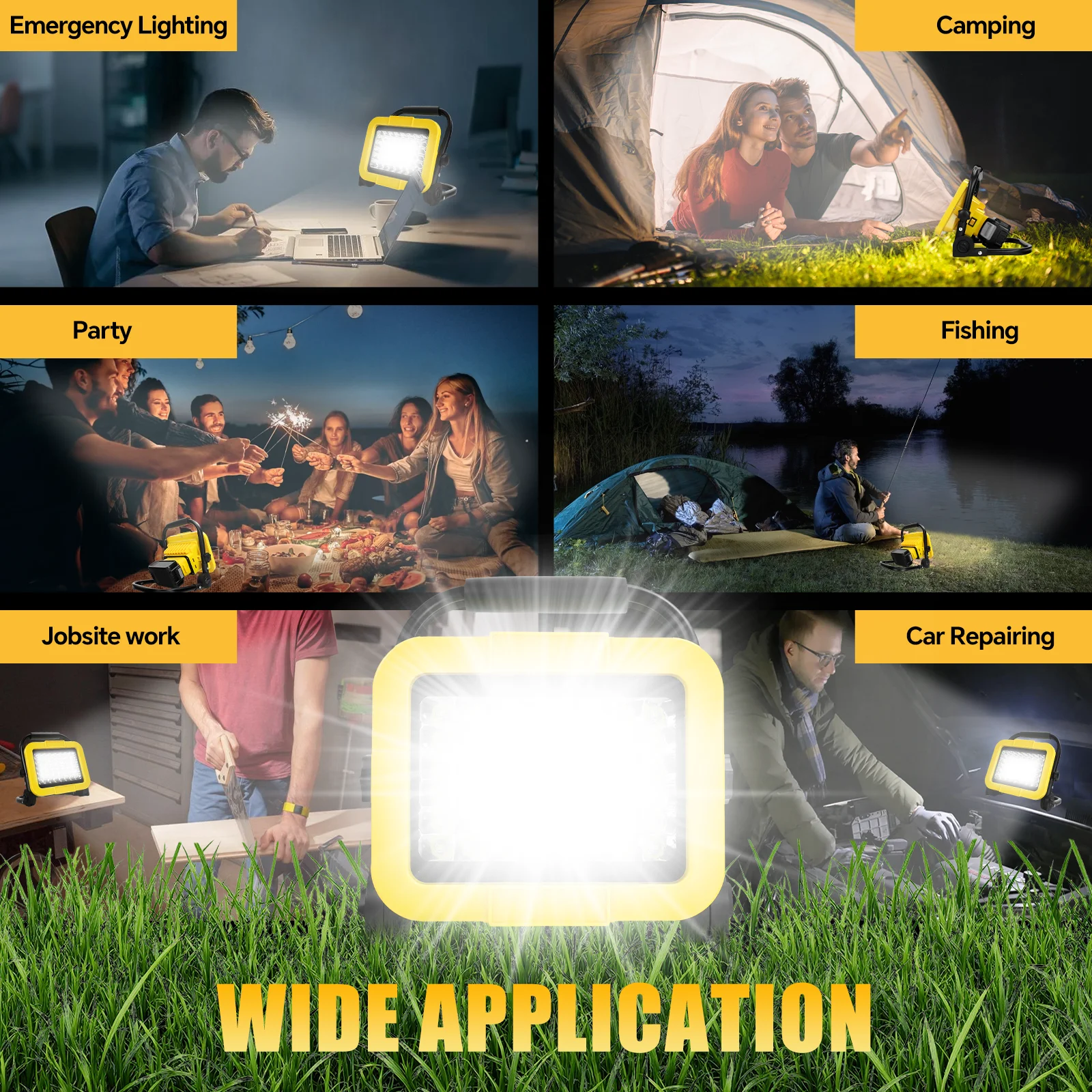 Cordless LED Work Light 50W 5000LM Portable Flood Light Outdoor Camping Fishing