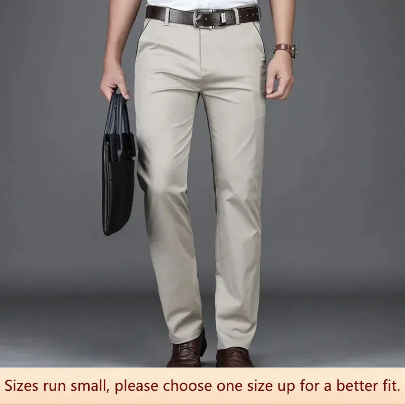 Men-Business-Formal-Wear-Mid-Aged-Elastic-Casual-Pants-Loose-Straight ...