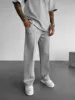 New men's casual pants, stylish and comfortable elastic waist drawstring single-line pleated solid color pocket mops pants 5