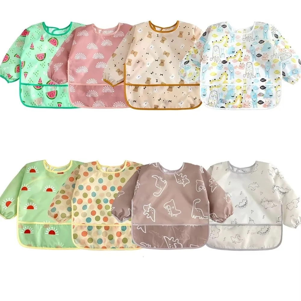 Waterproof Baby Bibs Polyester Feeding Smock