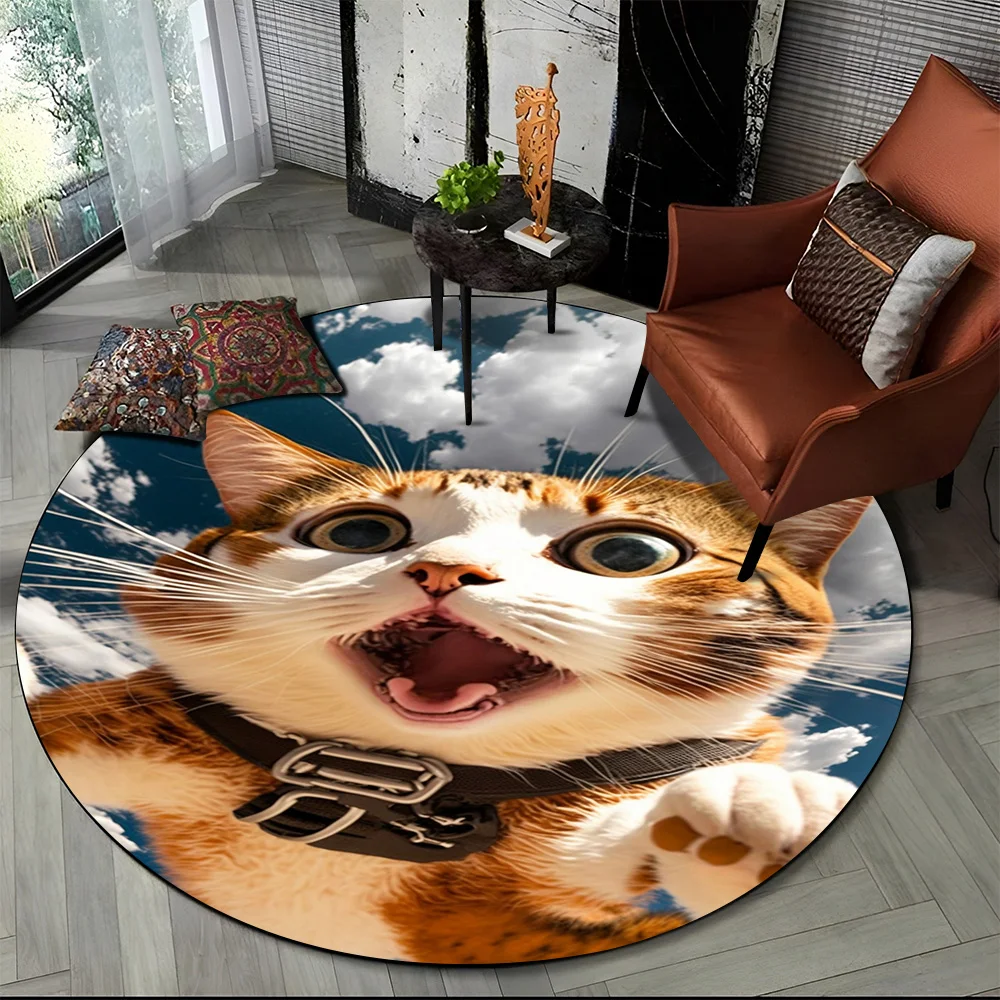 Tapete redondo 3D gato persa, tapete para sala de estar, quarto, decoração de sala de jogos infantil, tapete antiderrapante para animais de estimação, desenho animado de trapo, fofo 31 Scaf7bf3578cb4d2cbf4716d6216ad293O
