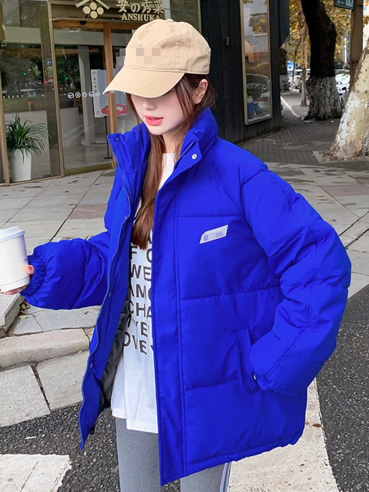

Winter Jackets for Women 2023 New Solid Down Cotton Coat Loose Stand Collar Jackets Korean Fashion Oversided Thick Warm Outwear
