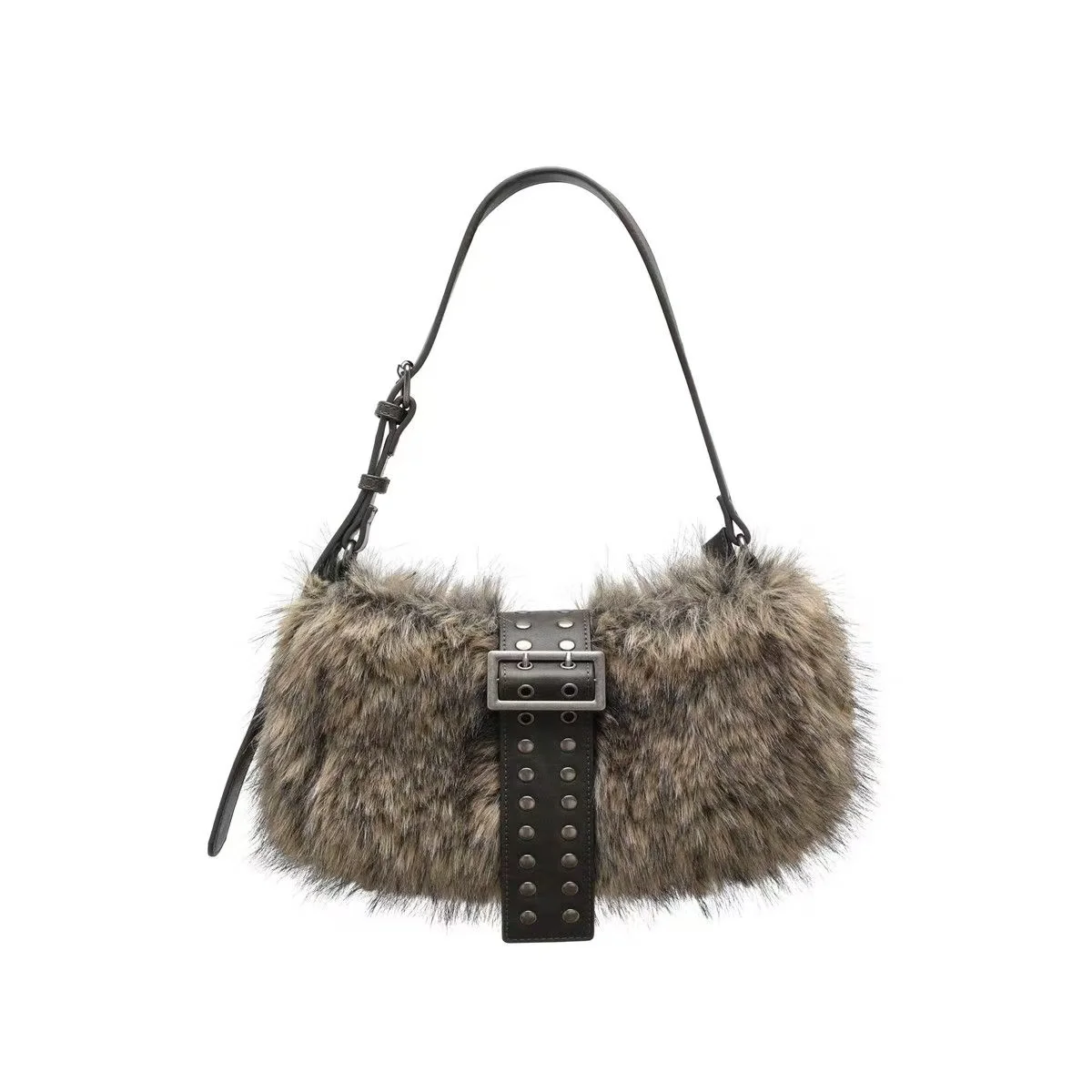 New HOT Women Faux Fur Bags Classics Lady Tote Bag Plush Shoulder Bags Fashion Imitation Raccoon Fur Handbag Bag Evening Bag