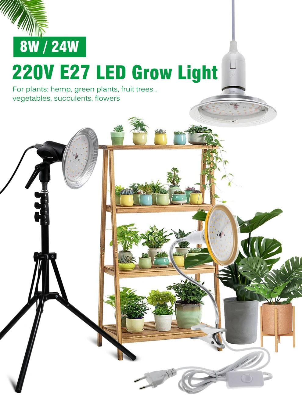 Description Picture 2 of itemAC 220V LED Grow Light Bulb E27 LED Phyto Lamp Full Spectrum Grow Bulb Replace Sunlight Growing Lamps for Seedlings Greenhouse